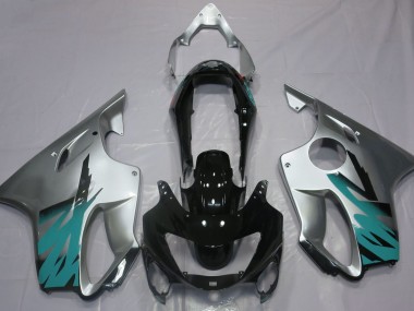 1999-2000 Gloss Silver & Teal Honda CBR600 F4 Motorcycle Fairings Australia