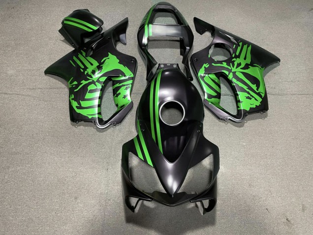 2001-2003 Matte Black & Green Skull Honda CBR600 F4i Motorcycle Fairings Australia