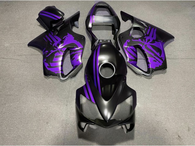 2001-2003 Matte Black & Purple Skull Honda CBR600 F4i Motorcycle Fairings Australia