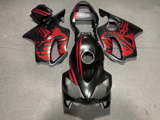 2001-2003 Matte Black & Red Skull Honda CBR600 F4i Motorcycle Fairings Australia