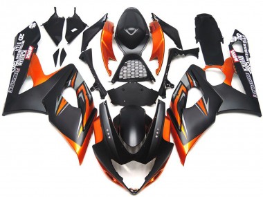 2005-2006 Custom Matte and Gloss Black and Orange Suzuki GSXR 1000 Motorcycle Fairings Australia