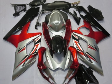 2005-2006 Red and Silver Suzuki GSXR 1000 Motorcycle Fairings Australia