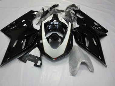 2007-2012 Gloss Black and White Ducati 848 1098 1198 Motorcycle Fairings Australia