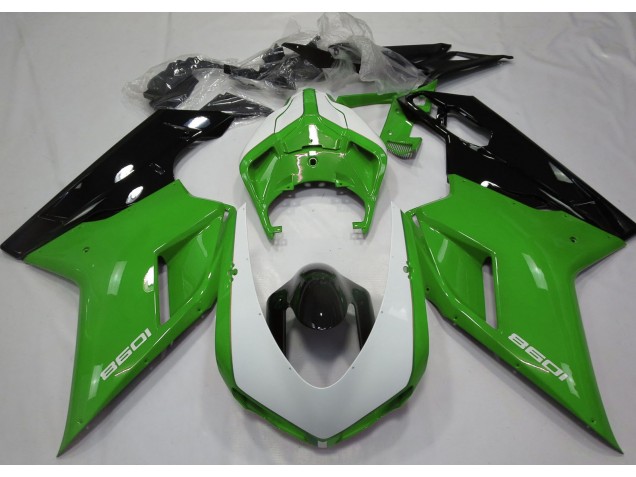 2007-2012 Gloss Green & White Ducati 848 1098 1198 Motorcycle Fairings Australia