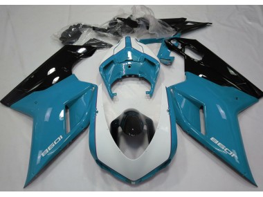 2007-2012 Gloss Light Blue & White Ducati 848 1098 1198 Motorcycle Fairings Australia