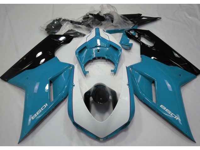 2007-2012 Gloss Light Blue & White Ducati 848 1098 1198 Motorcycle Fairings Australia