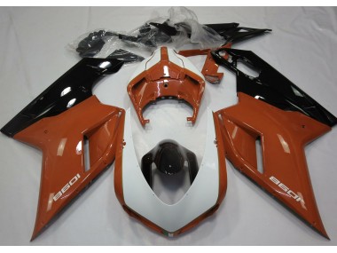 2007-2012 Gloss Orange & White Ducati 848 1098 1198 Motorcycle Fairings Australia