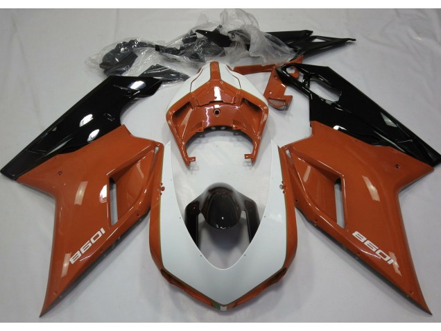 2007-2012 Gloss Orange & White Ducati 848 1098 1198 Motorcycle Fairings Australia