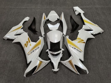 2008-2010 Pearl White & Gold Kawasaki ZX10R Motorcycle Fairings Australia