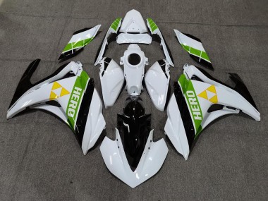 2015-2018 Gloss White Black and Green Yamaha R3 Motorcycle Fairings Australia