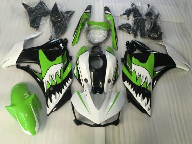 2015-2018 Lime Green and White Shark Yamaha R3 Motorcycle Fairings Australia