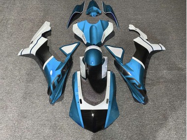 2015-2019 Light Blue & Carbon Fiber Accents Yamaha R1 Motorcycle Fairings Australia